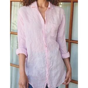 CP Shades Linen Marella Button Down Tunic Pastel Pink, Small, $235 C31